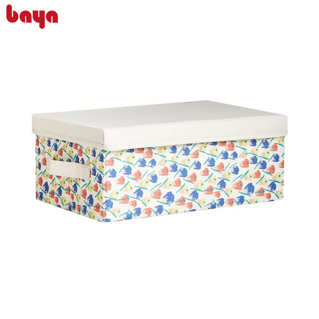 Hộp Vải Đựng Đồ Kèm Nắp BAYA KONDO Thiết Kế Nhỏ Gọn Có Hai Tay Cầm Hai Bên Dễ Dàng Vận Chuyển, Hộp Đựng Có Nắp Phía Trên Bảo Vệ Đồ Đạc Tránh Bụi Bẩn
