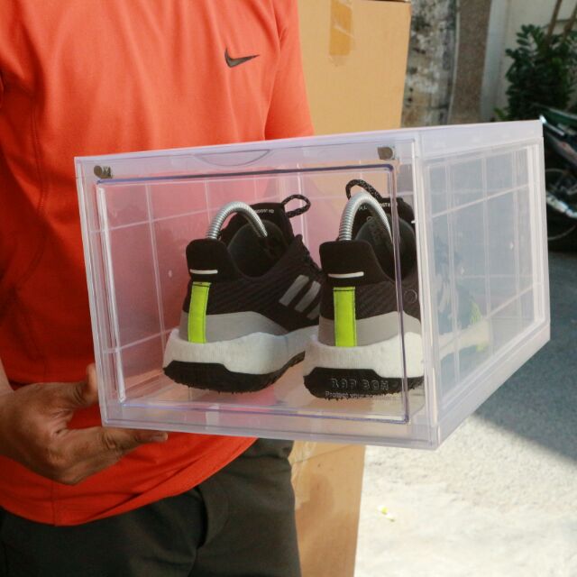 Combo 3 hộp đựng giày sneaker cửa mở nam châm , trọng lượng 1000gr, tháo lắp dễ dàng | tặng kèm gói hút ẩm