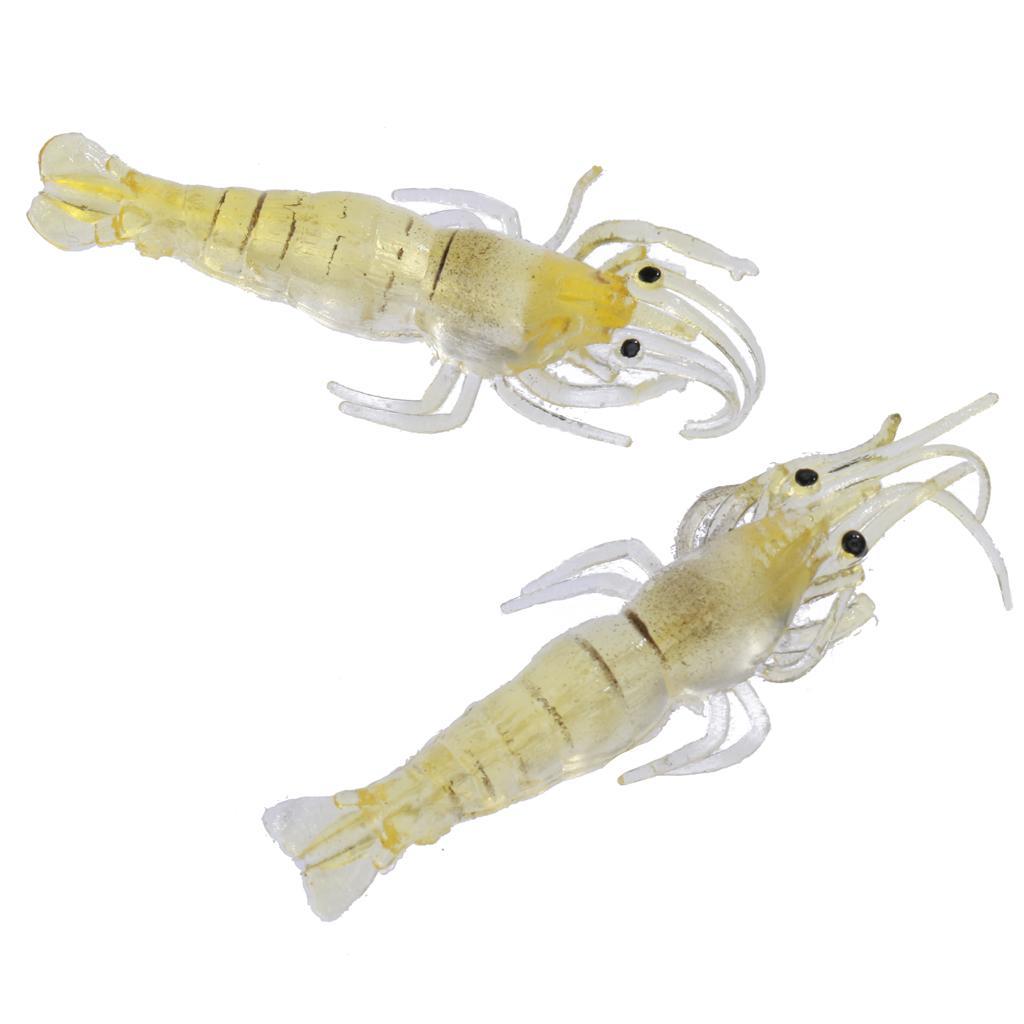 3-6pack 10 pcs Soft Prawn Shrimp Lure Baits Simulation Fishing Lures Yellow