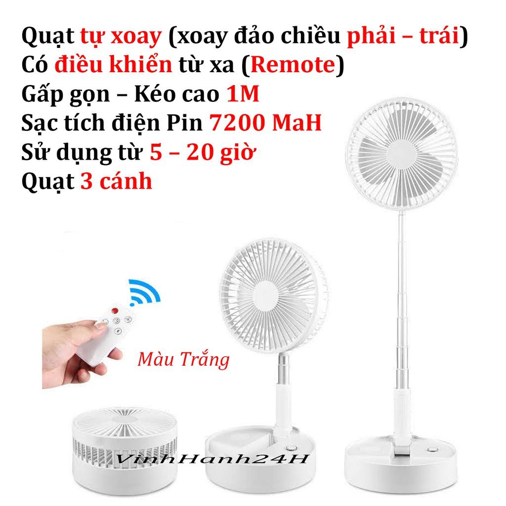 QUẠT TÍCH ĐIỆN - LOẠI 5 CÁNH – CÓ ĐIỀU KHIỂN TỪ XA – KÉO CAO - GẤP GỌN - PIN 7200MAH