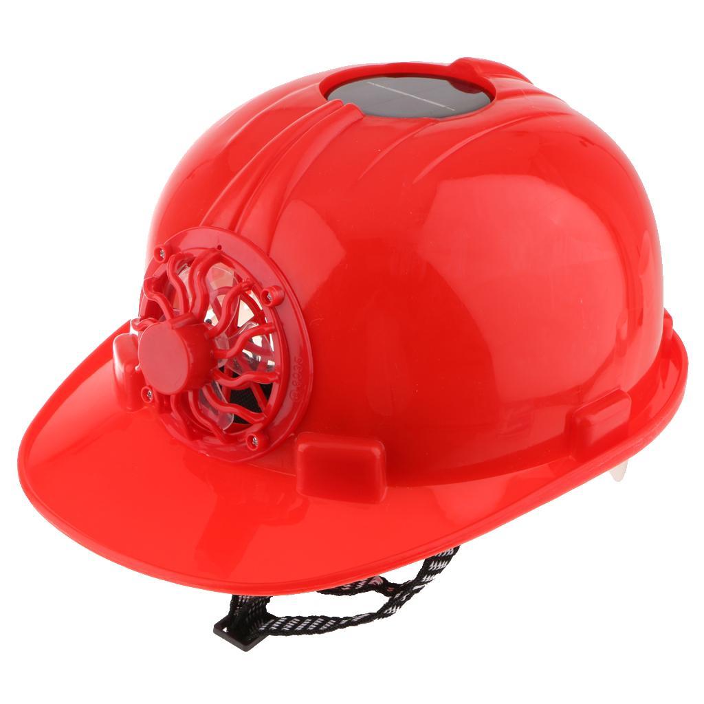 Pack of 2Pcs Solar Powered Lightweight Work Helmet Head Protection Hard Hat with Cooling Fan Red / Yellow