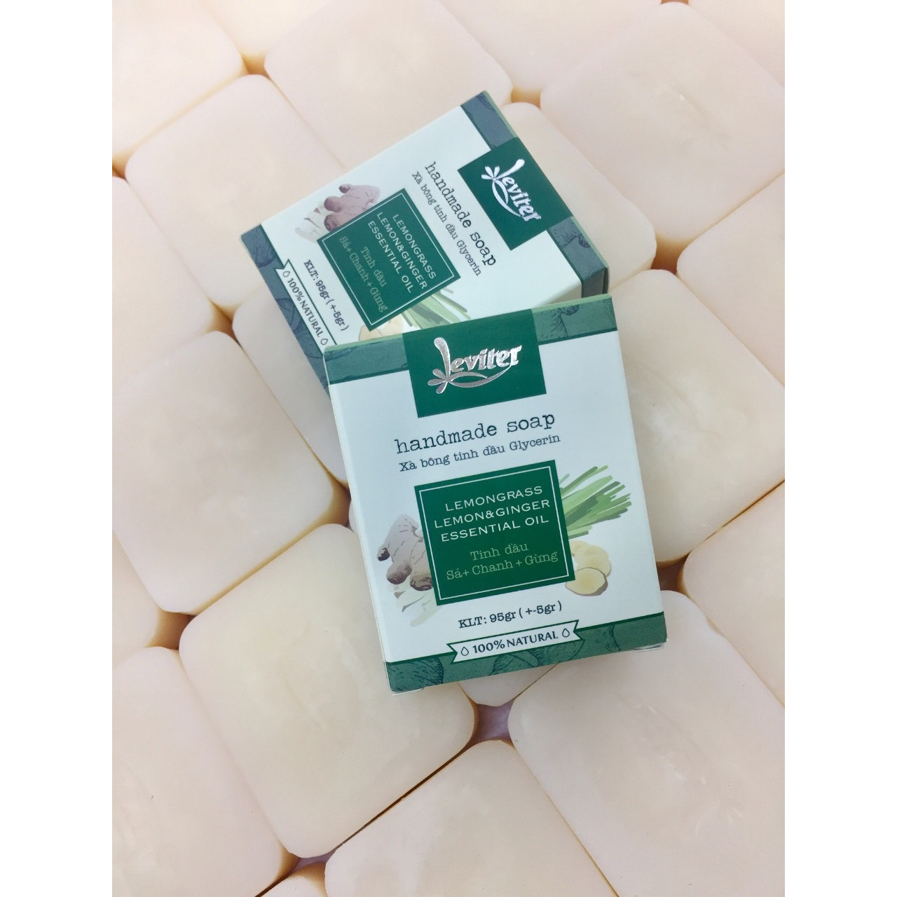 Xà bông tinh dầu Glycerin Leviter Soap Tinh Dầu Sả Chanh &amp; Gừng Phương Pháp Cold Process Soap