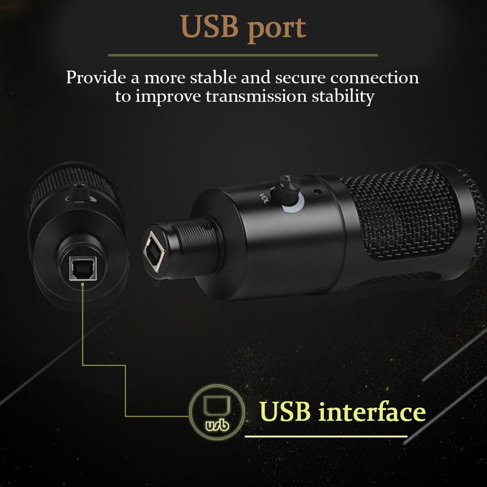 Micrô Ghi âm Giọng hát đế kim loại nhỏ cho máy tính xách tay USB Home