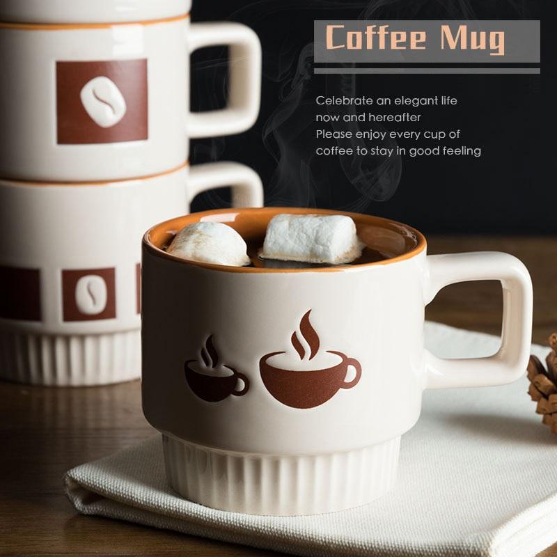 Cốc sứ nâu cao cấp uống trà, cafe 320ml phong cách vintage