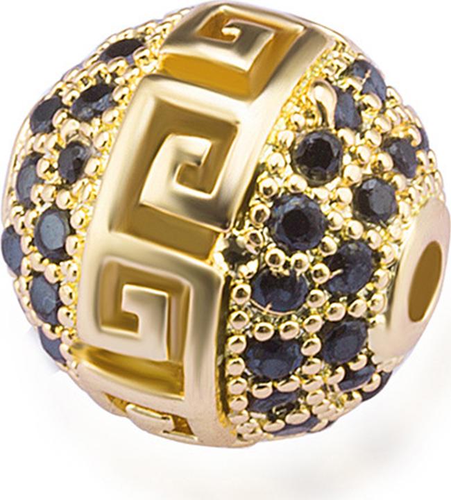 Combo 5 cái Charm hợp kim tròn đính đá có hoa văn xỏ ngang - Ngọc Quý Gemstones