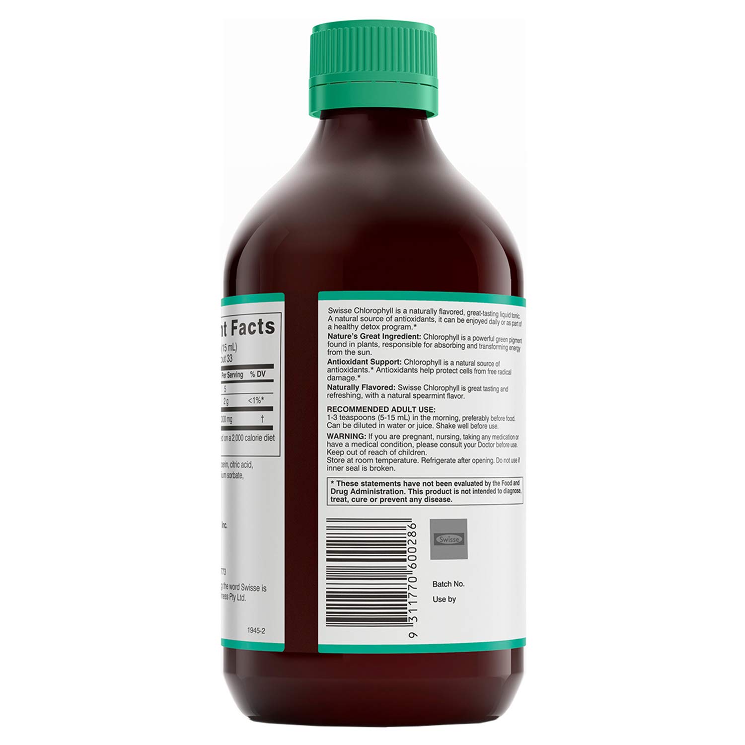 Nước diệp lục hỗ trợ thanh lọc, thải độc cơ thể Swisse Chlorophyll Spearmint Flavour Liquid (500ml) - Nhập khẩu Australia