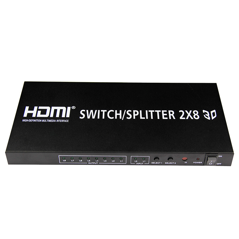 Bộ chia HDMI SWITCH SPLITTER 2 vào 8 ra PCM-208 - Hàng Nhập Khẩu