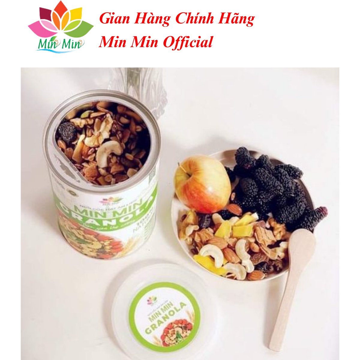 2 Hộp (1kg) Ngũ Cốc Granola Min Min - Ngũ Cốc Hạt Ăn Liền Granola Min Min (1hộp 500gr)