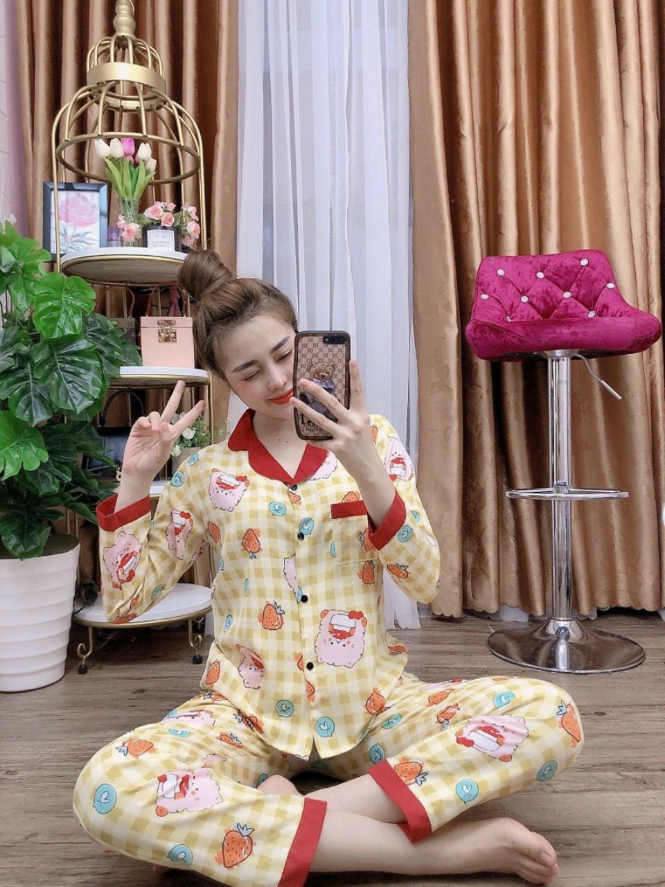 Bộ pijama mặt nhà lụa hàn cao cấp