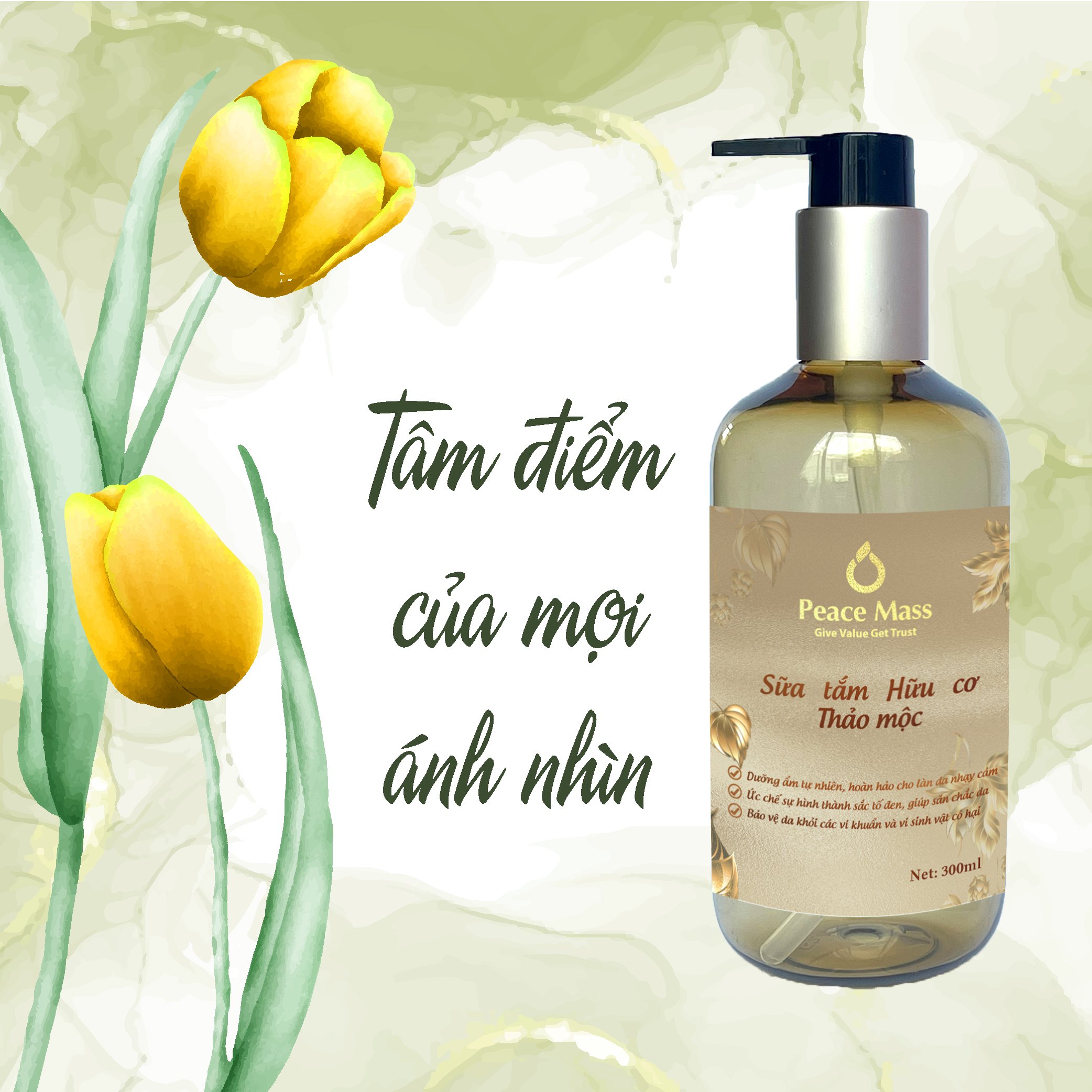 Sữa tắm Thảo mộc Peace Mass (Thuộc nhóm Sản phẩm Lành tính / Hữu cơ) Chai 300ml