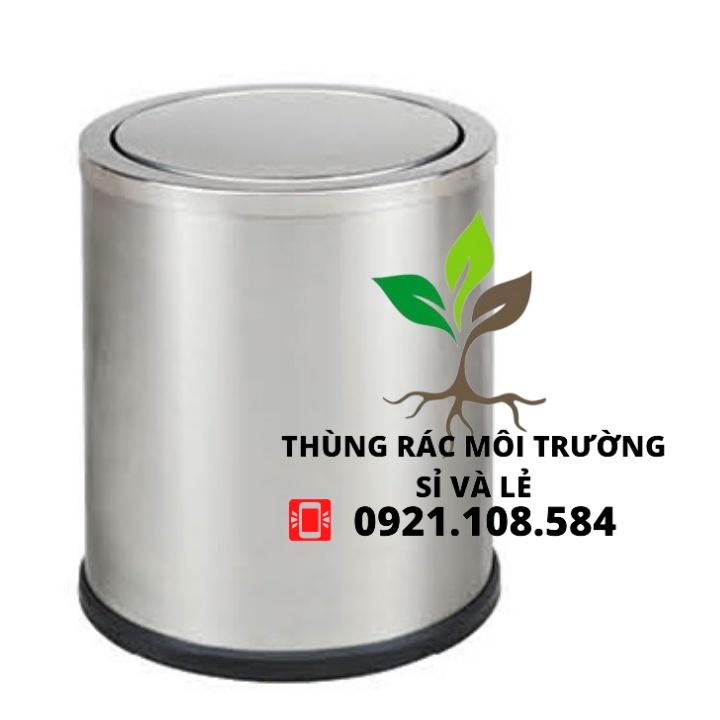 Thùng rác inox dạng tròn nắp xoay
