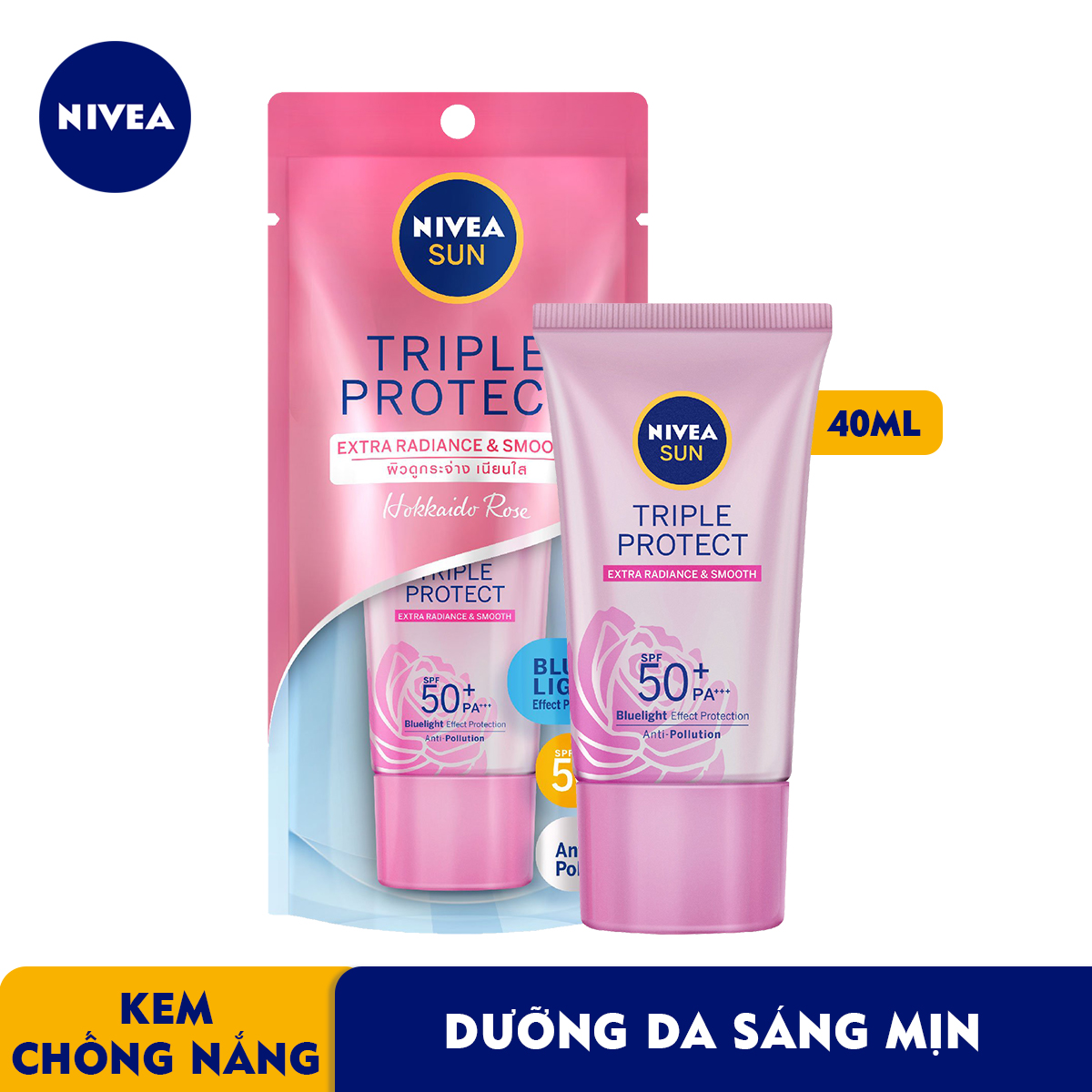 Kem Chống Nắng Dưỡng Da Sáng Mịn Niveasun Triple Protect Extra Radiance &amp; Smooth Spf50+ Pa+++ 40Ml - 85536