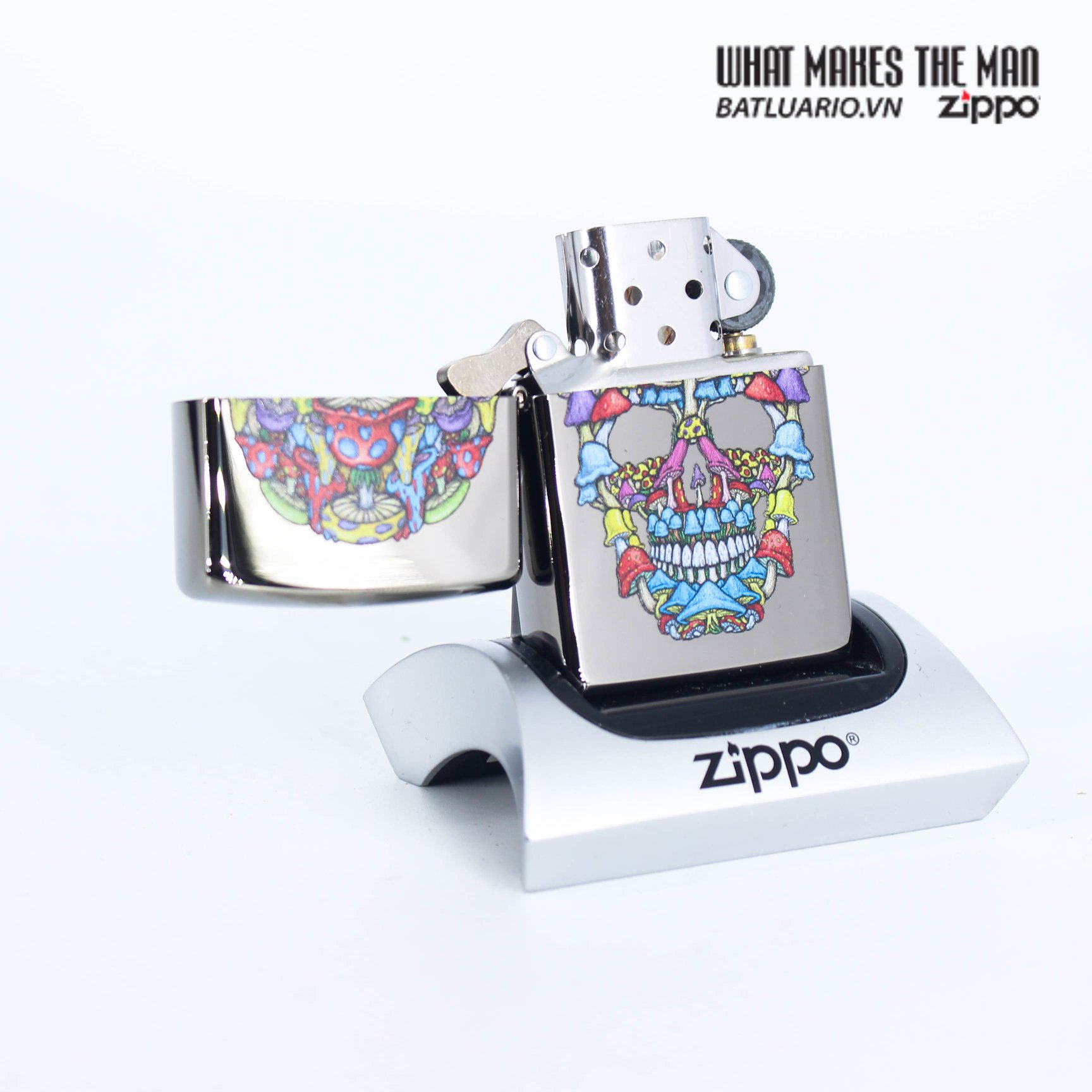 Bật Lửa Zippo 49135 – Zippo Mushroom Skull Design Black Ice