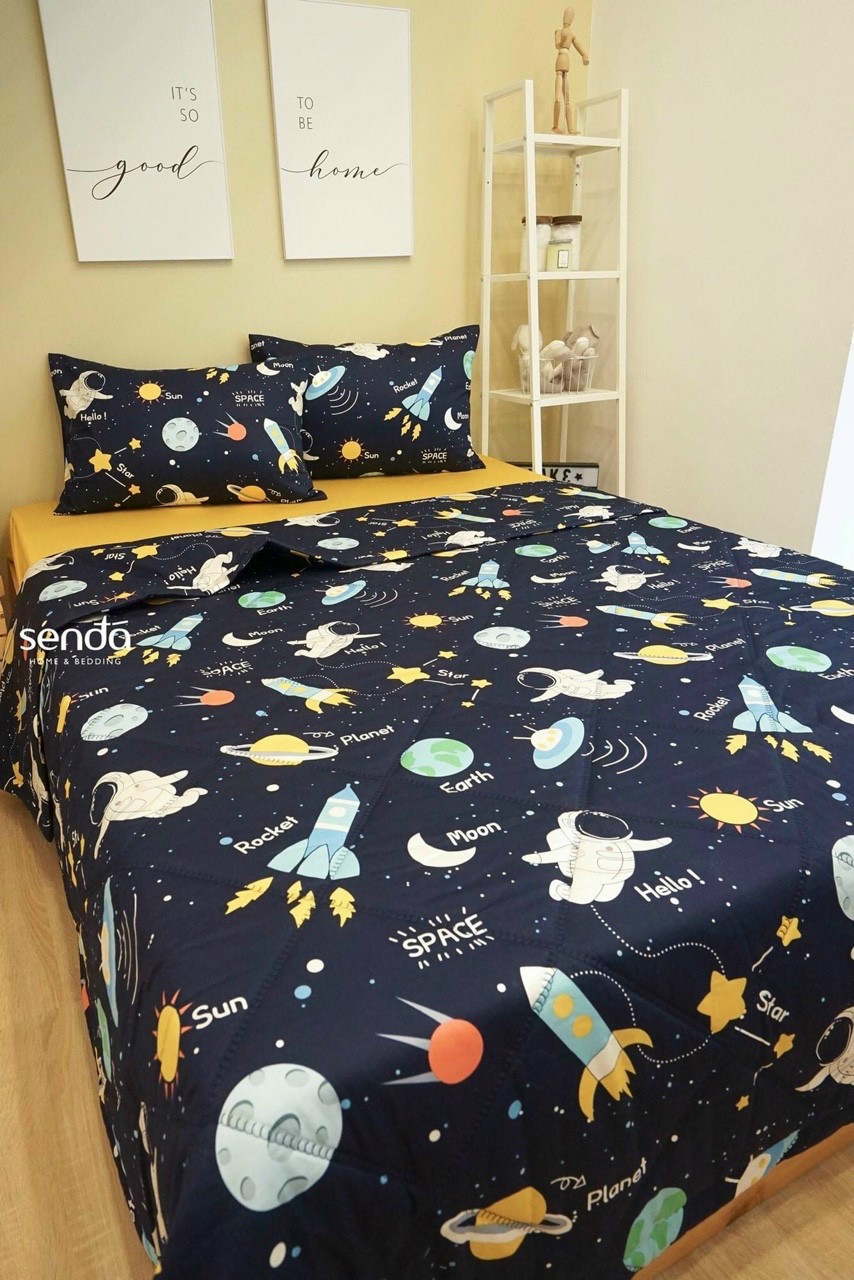 Bộ Ga Gối Vải Cotton Hàn Quốc 4 Món Nệm 20 CM