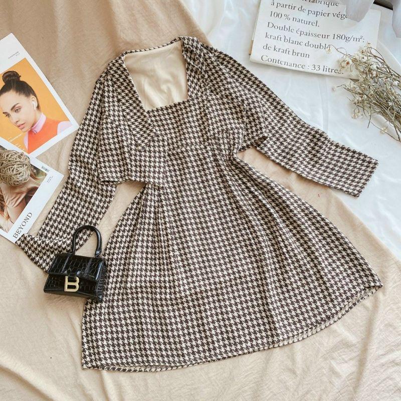 Set Đầm Hai Dây Caro Xoè Kèm Khoác Croptop Caro