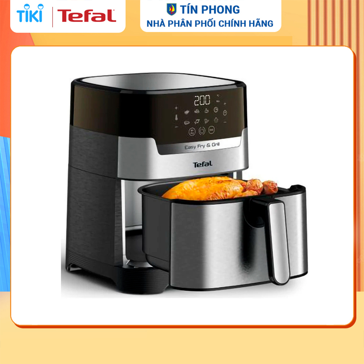 Nồi chiên không dầu Tefal EY505D - Dung tích 4.2 Lít - 8 chương trình nấu tự động - Kiểm soát nhiệt độ 80-200 độ C - Hàng chính hãng