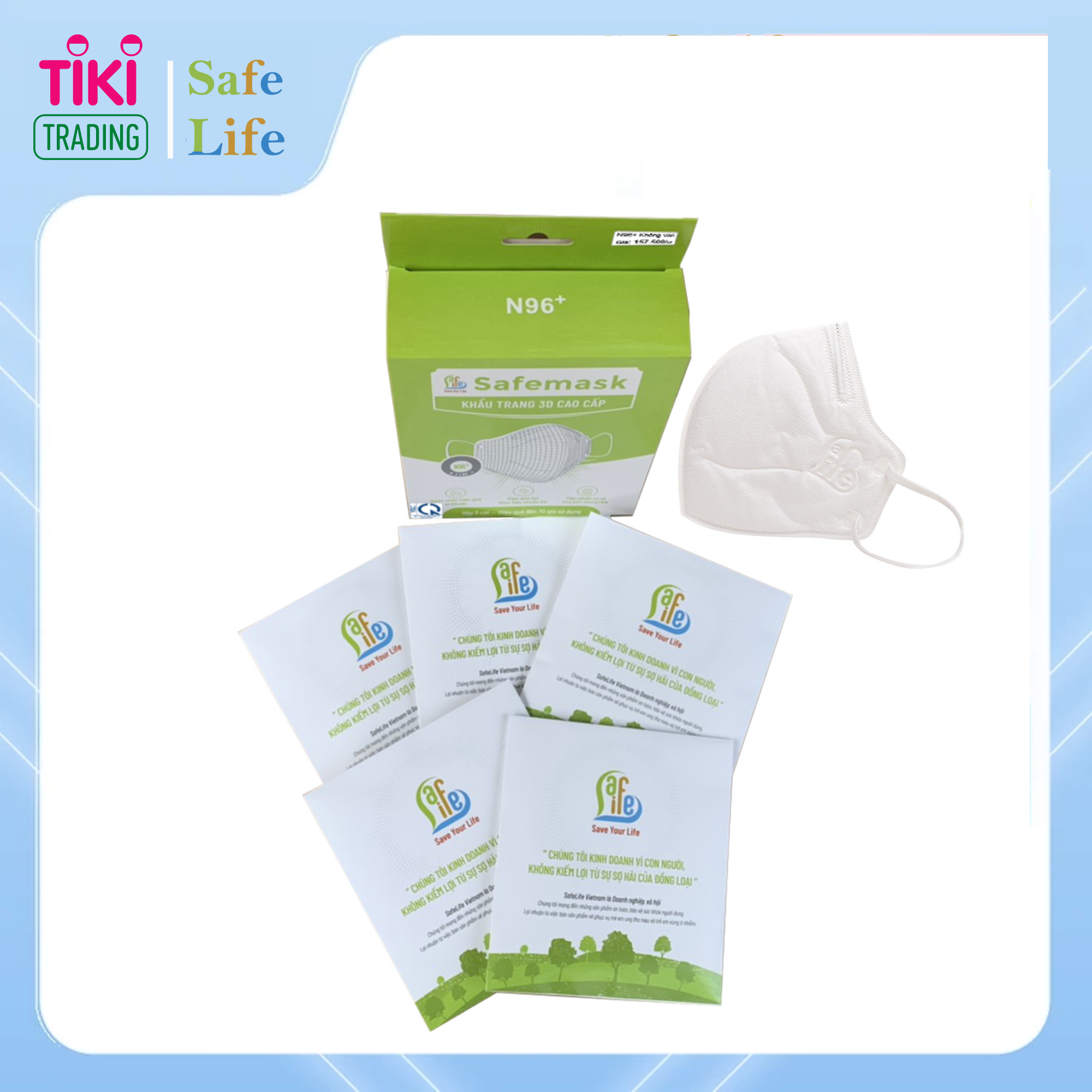Khẩu Trang Chống Bụi 3D Cao Cấp N96+ Safelife Safemask (Hộp 5 Cái