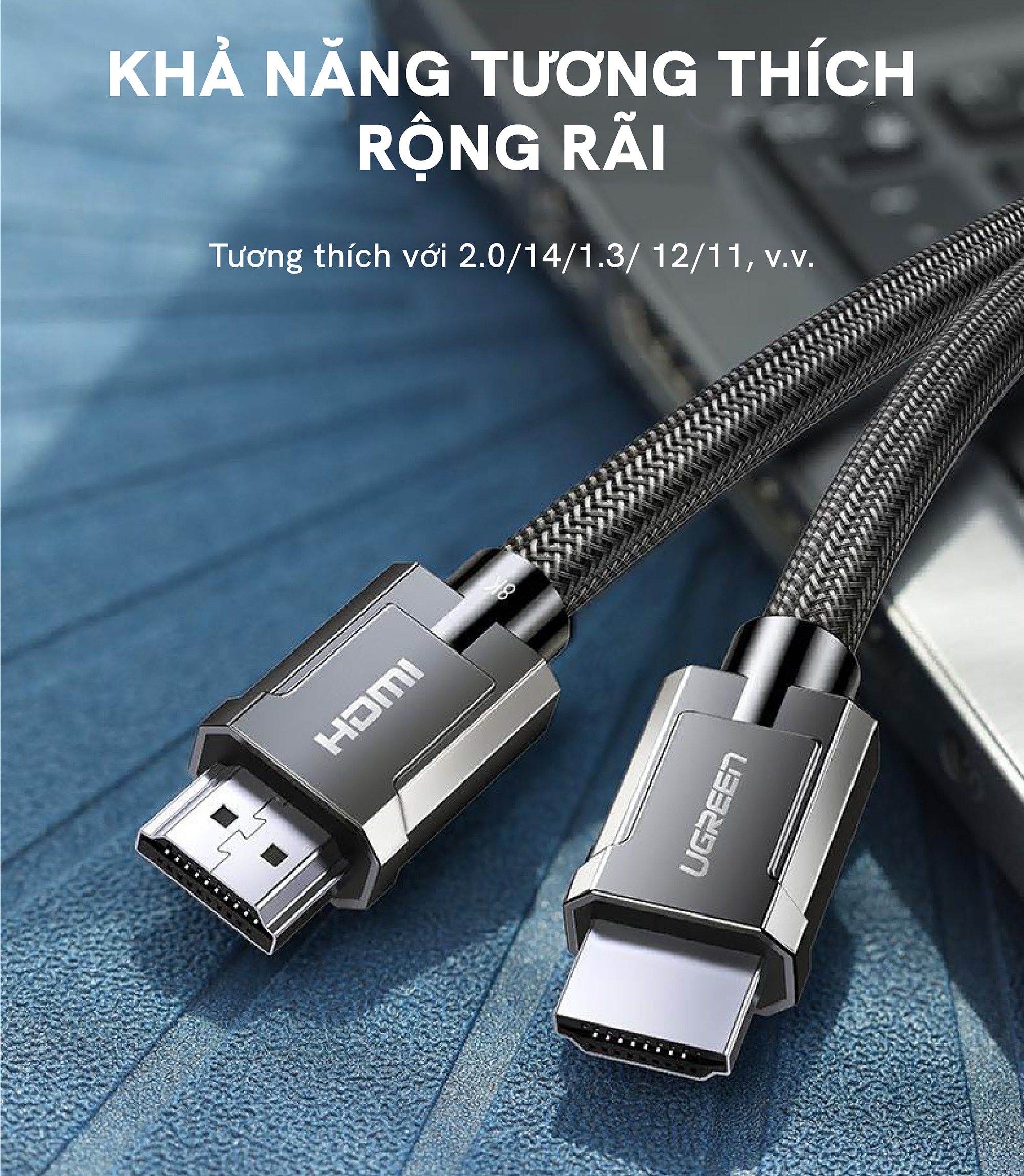 Dây cáp HDMI 2.1 độ phân giải 8K/60Hz dài 1-3m UGREEN HD135 - Hàng chính hãng