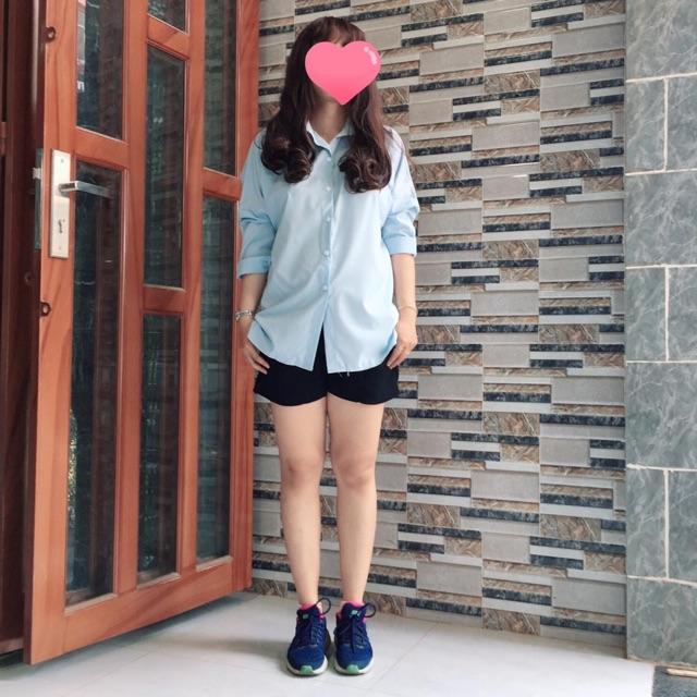 Áo Sơ mi oversize tay dài xanh