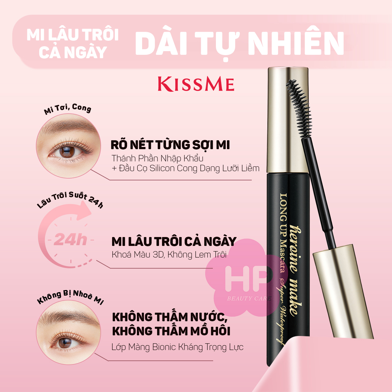 Mascara Nâng Cao Make Siêu Bền Trong 24h Giúp Nâng Cong Và Làm Dài Mi Tối Đa Kissme Heroine 6G - Màu Đen Tuyền #01