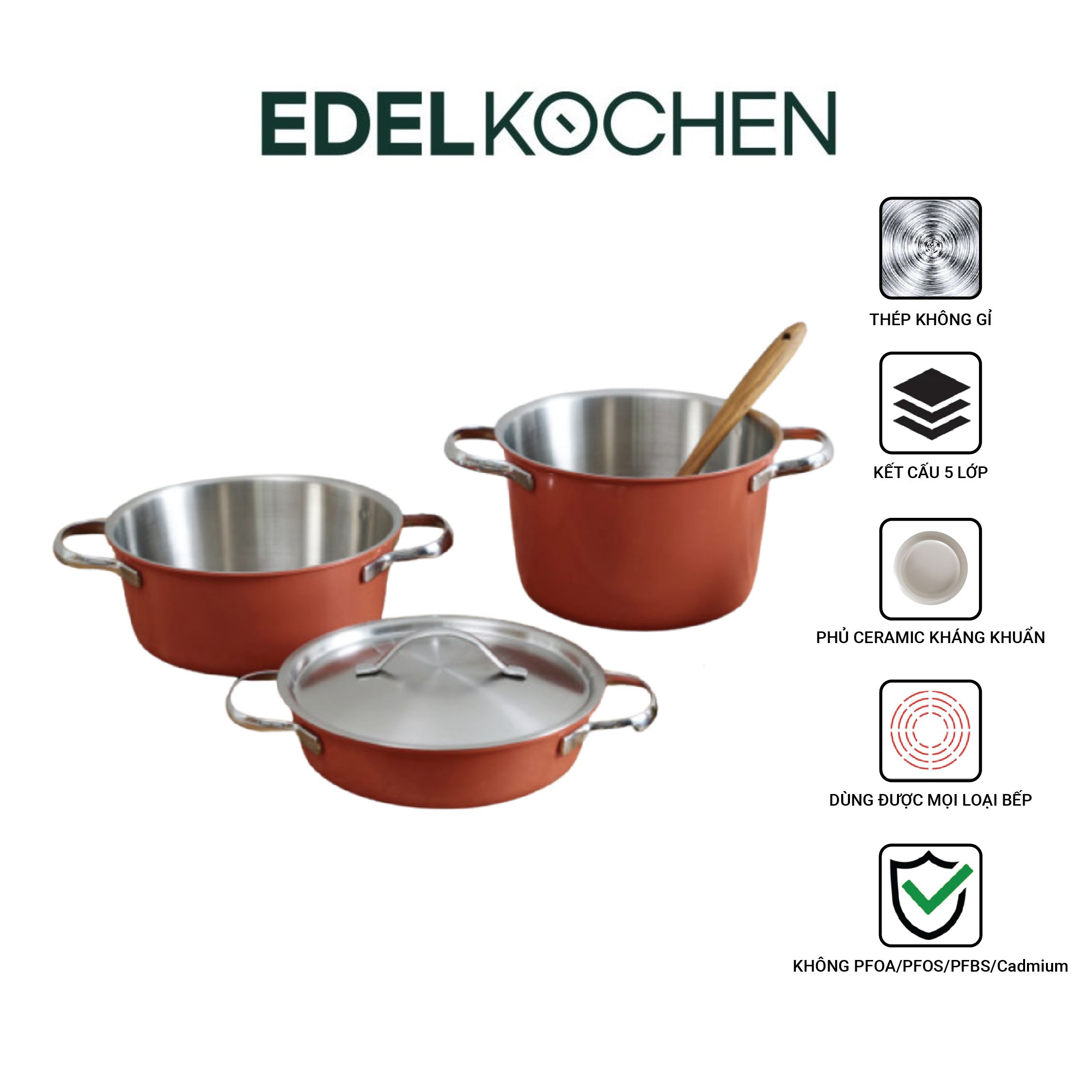 Bộ 3 nồi Edelkochen Chac Chac