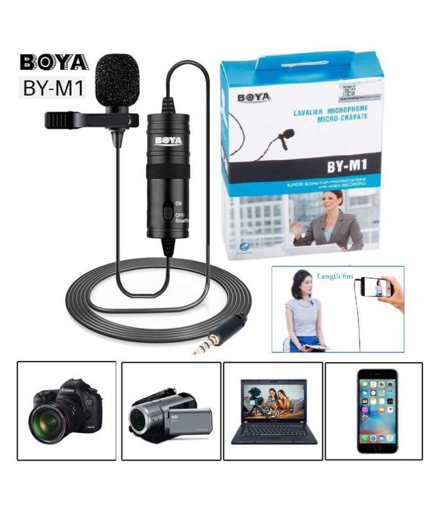 Micro BOYA BY-M1 (Tặng Kèm Đệm Lót) Thu Âm Cài Áo Cho Điện Thoại, Máy Tính, Máy Ảnh, DSLR, Máy Quay Phim - Hàng Chính Hãng