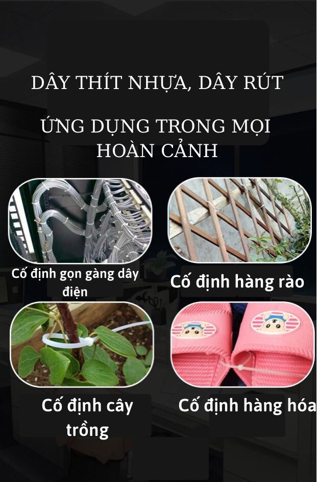 Combo 100c dây rút nhựa đen trắng, dây thít nhựa túi 100c đủ kích thước, rút nhựa, dây thít nhựa đen, dây rút nhựa 30cm, thít nhựa, dây gút nhựa, dây rút,  dây rút 30cm, lạt nhựa, dây lạt nhựa, dây rút trắng, dây lạt nhựa đen