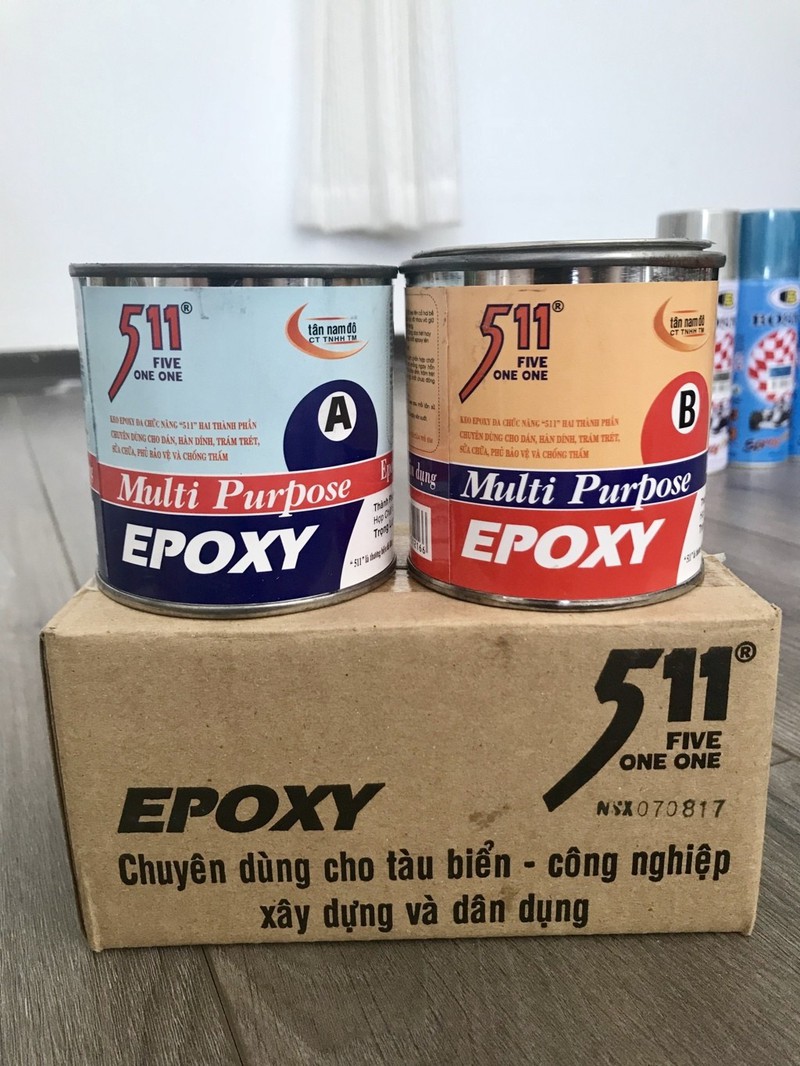 Bộ Keo AB Epoxy 511 dùng trong Công Nghiệp tàu biển, xây dựng và dân dụng bộ 675g - 1kg3