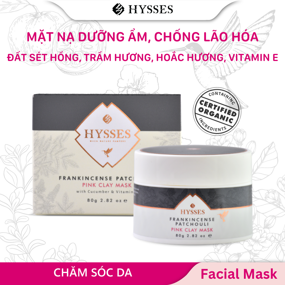 Mặt Nạ Đất Sét Hồng Hysses Pink Clay Chiết Xuất Quảng Hoắc Hương Hỗ Trợ Tình Trạng Viêm & Mụn, Ngăn Ngừa Lão Hóa, Dưỡng Ẩm Cho Da