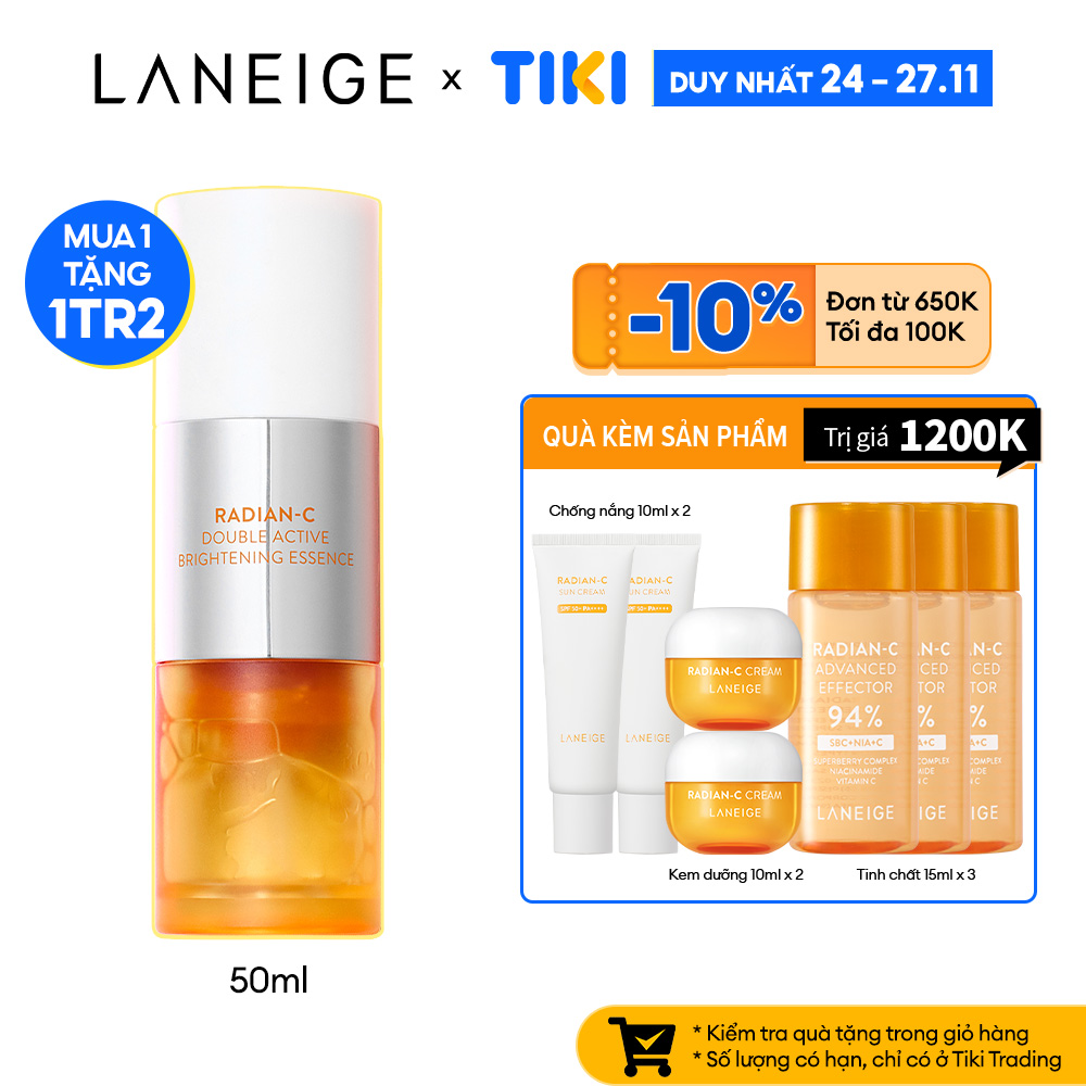 Tinh Chất Phục Hồi và Dưỡng Sáng Da Chuyên Sâu Laneige Radian-C Double Active Brightening Essence 30G