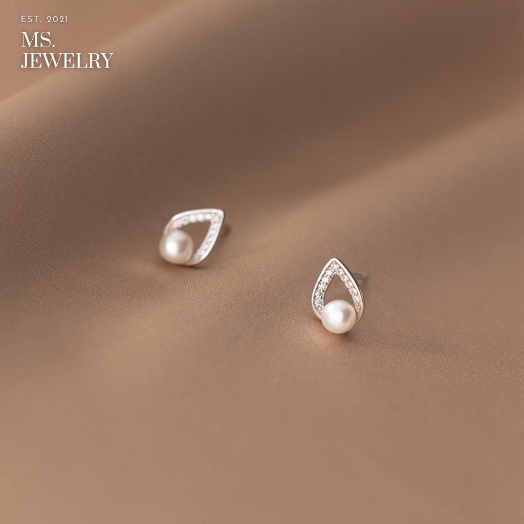 Khuyên Tai Bạc S925 Ngọc Pearl Đính Đá Sang Trọng