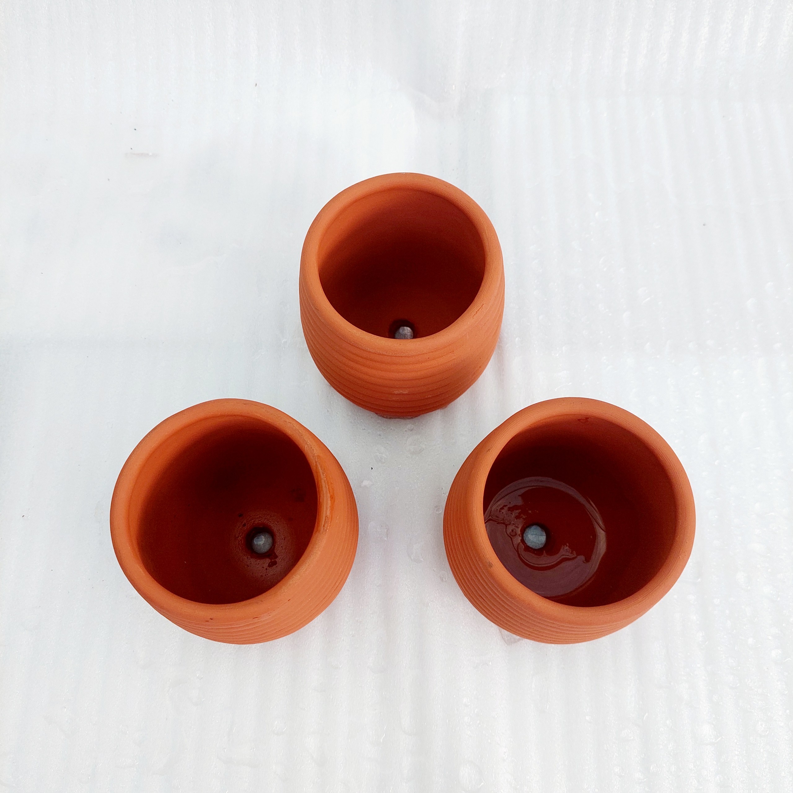 Chậu đất nung - Sọc ngang nhỏ, miệng chậu 7.5cm, chiều cao 9cm