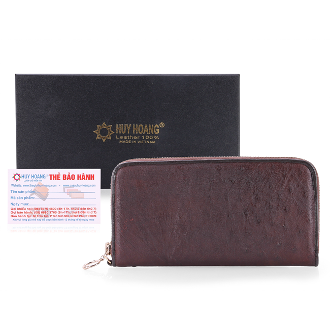 Ví Nữ Da Đà Điểu 1 Khóa Vip Huy Hoàng HT3432 (19 x 10.5 cm) - Nâu Đất