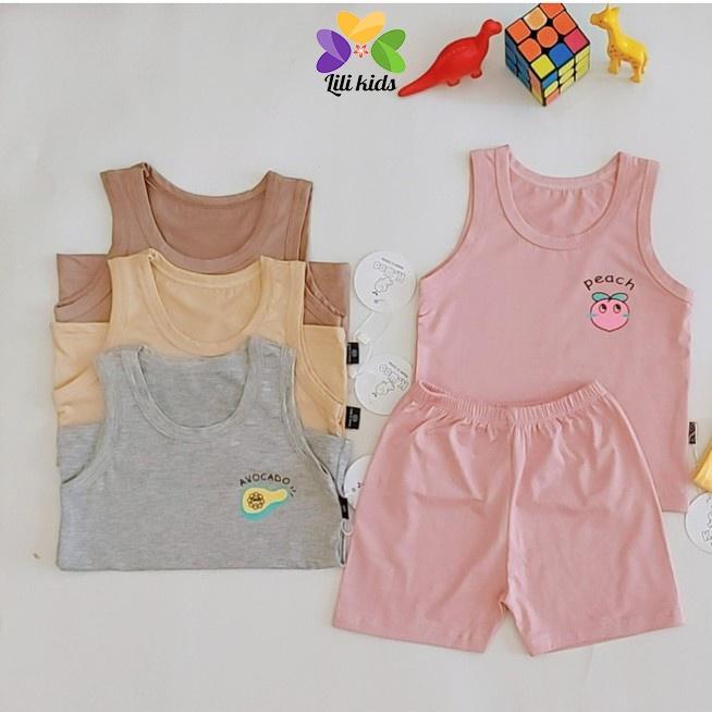 Bộ Ba Lỗ Chất Thun Lạnh Màu Họa Tiết Quả Dễ Thương Cho Bé