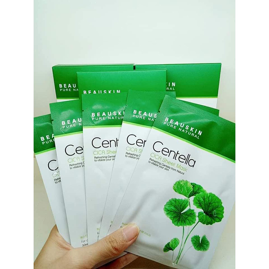 Hộp 5 mặt nạ Beauskin Centella Cica Sheet Mask Hàn Quốc 5x30ml tặng kèm móc khoá