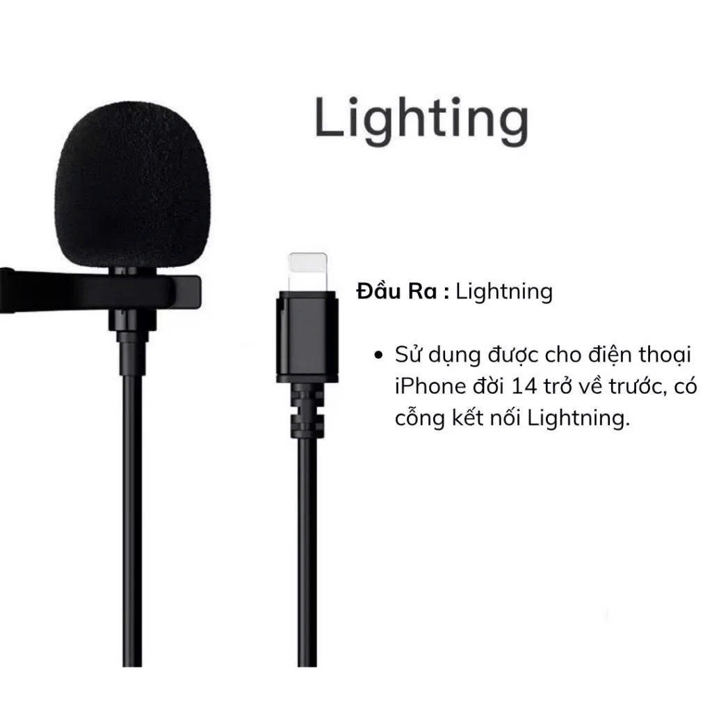 Micro Cài Áo Giắc LightningG IOS Cho IPhone, IPad, Chuẩn MFi, Tiếng Trong Và Rõ - Hàng chính hãng MICROPHONE DI ĐỘNG
