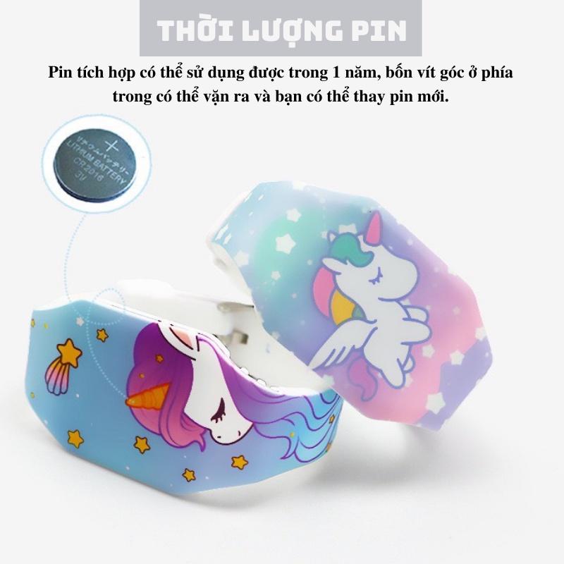 Đồng hồ trẻ em, đồng hồ Unicorn màn hình LED cho bé gái dây nhựa mềm dẻo cho bé từ 3 đến 14 tuổi Xu Xu Kids