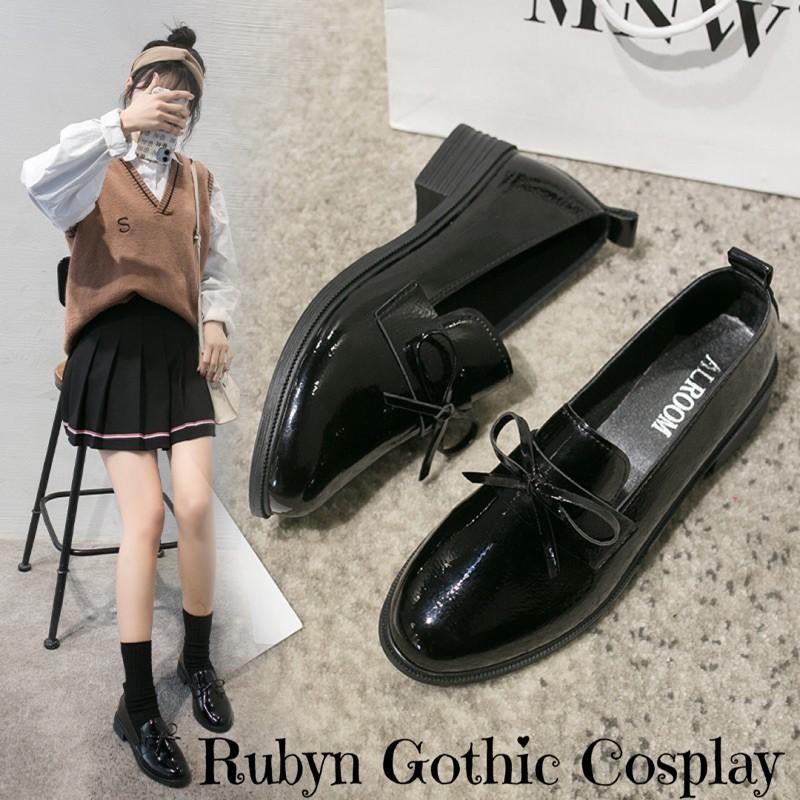 Giày Búp Bê Lolita Oxford da bóng phối nơ nhỏ xinh xắn ( Size 35 - 40 ) 203