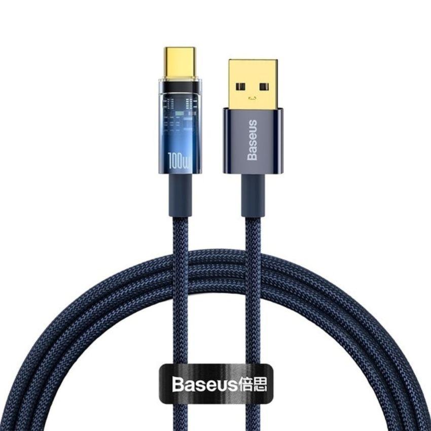 Cáp sạc Baseus Explorer Series USB to Type-C 100W Tự Ngắt, truyền dữ liệu, sạc nhanh, có đèn led - hàng chính hãng