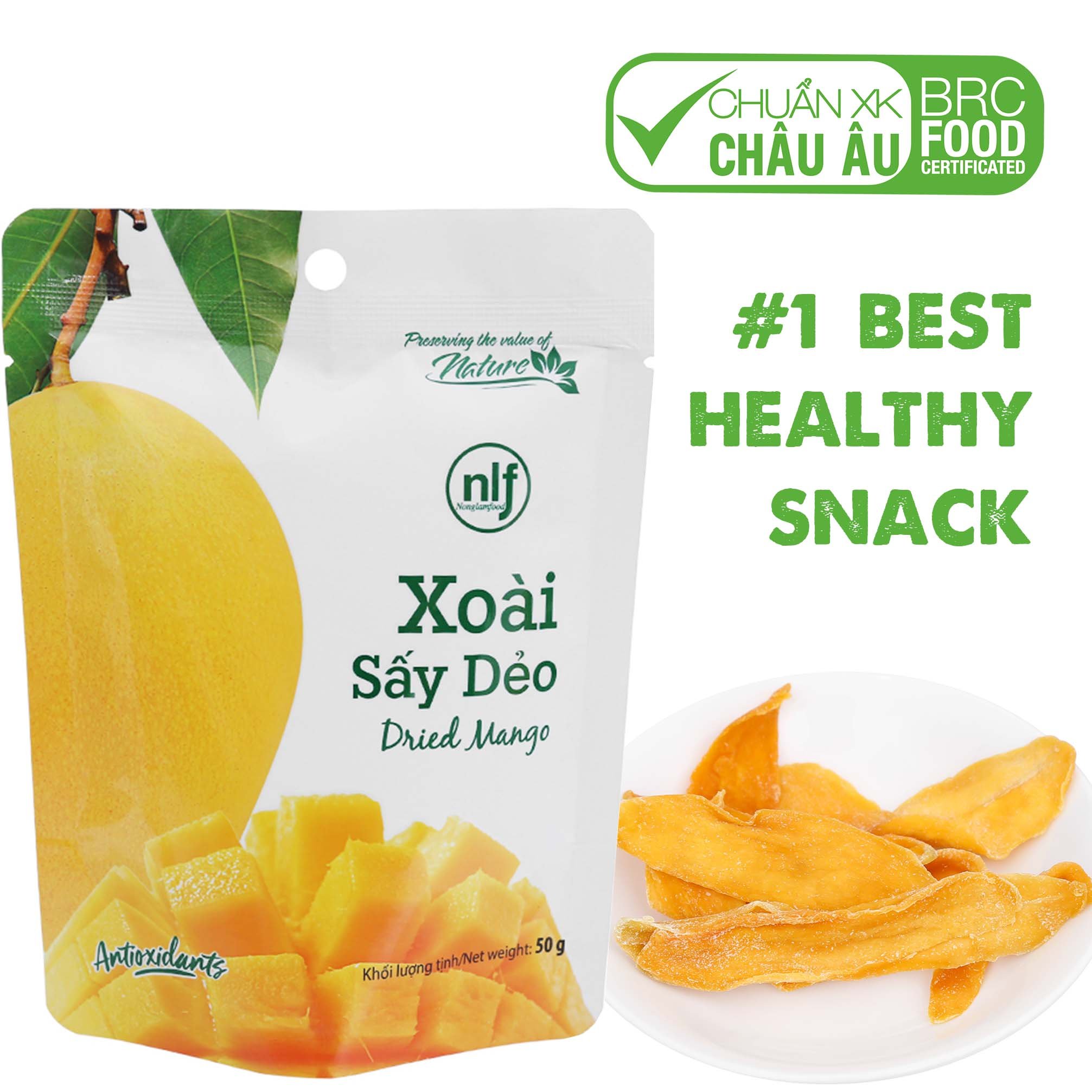 Xoài Sấy Dẻo Nonglamfood túi 50g | Ăn vặt tốt cho sức khỏe | Healthy Snack | Trái cây sấy dẻo dinh dưỡng ăn liền | Ăn vặt giảm cân &amp; giữ dáng | Ăn vặt đẹp da