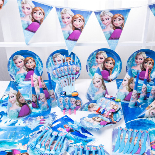 Sét trang trí sinh nhật 16 món đầy đủ cho bé gái chủ đề công chúa ELSA