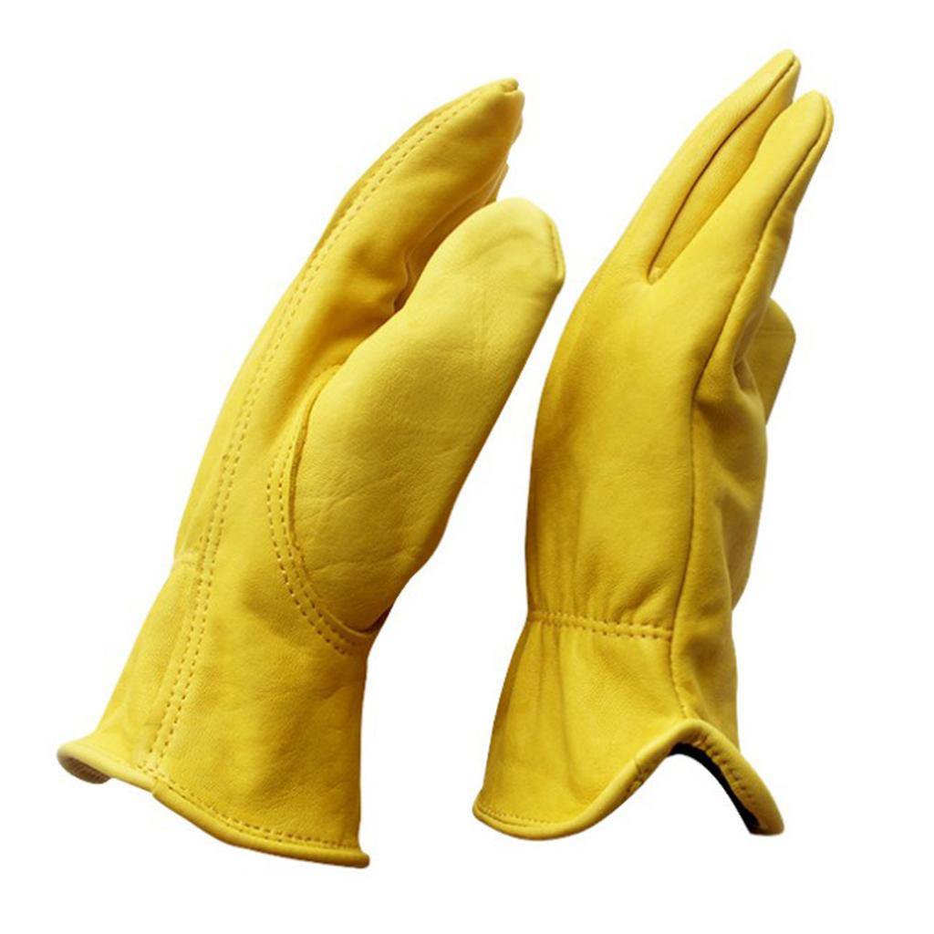 2 Pairs Durable Industrial Safety Gloves Construction Leather Work Gloves L
