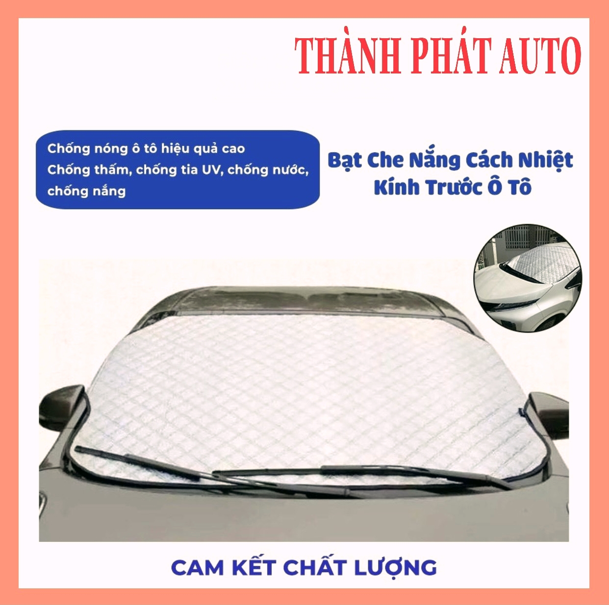 Tấm Bạt Che Nắng Kính Lái Ô Tô, Xe Hơi Tráng Bạc 4 Lớp Chống Nóng Cách Nhiệt Tránh Tia UV Bảo vệ Xe