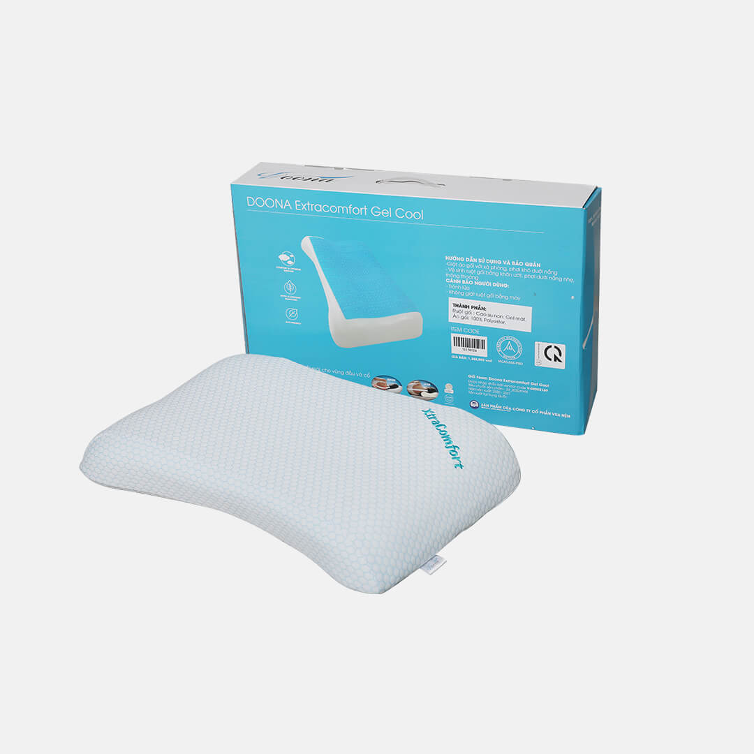 Gối Memory Foam Doona Extra Gel Cool 35x55cm cao cấp, nâng đỡ cổ vai gáy tối đa, êm ái mềm mại, thoáng mát