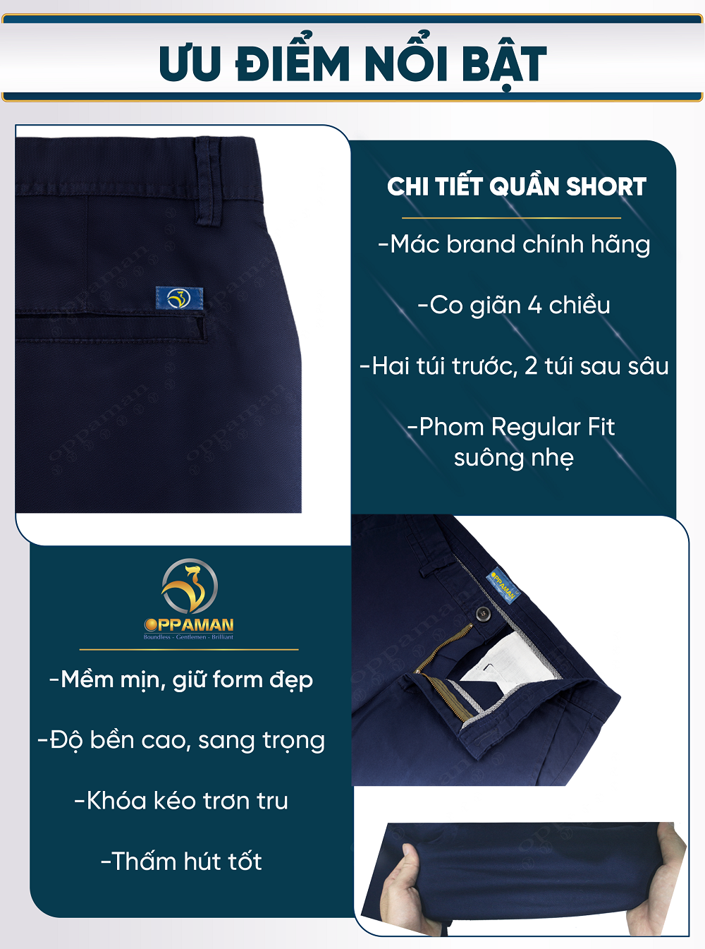 Quần short kaki nam Oppaman co giãn thoải mái nam tính OS1