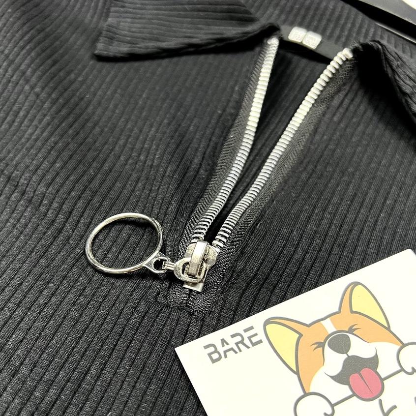 Đầm ôm body nữ tay dài basic Bare phối khóa kéo chất thun gân tăm chuẩn form - ĐO06