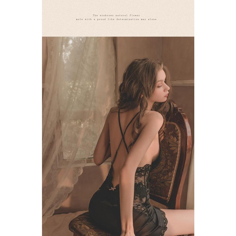 VÁY NGỦ SATIN PHỐI REN SEXY - ĐẦM NGỦ SATIN LỤA GỢI CẢM
