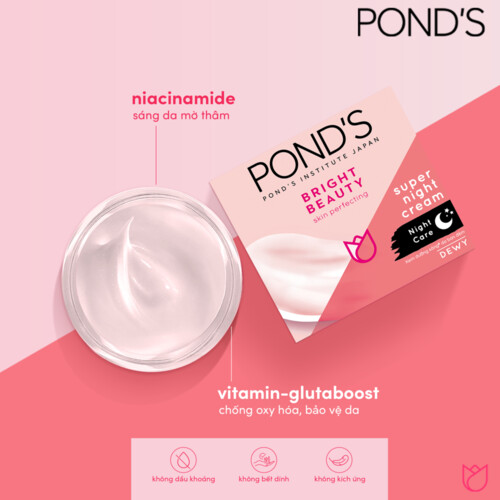 Kem dưỡng da ban đêm POND'S dưỡng ẩm da cho da sáng mịn căng mướt 50g