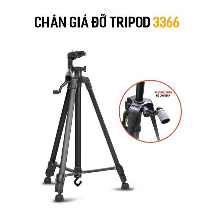 CHÂN GIÁ ĐỠ TRIPOD 3366 CAO 150cm CÓ TAY CẦM