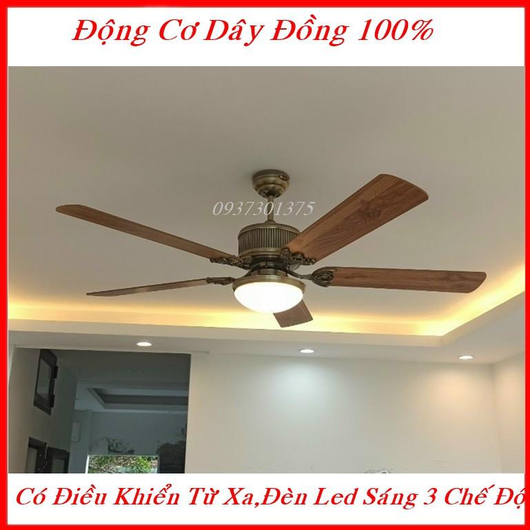 Quạt Trần Đèn 5 Cánh Có Điều Khiển từ xa,Động Cơ dây đồng công xuất 120w,M120 Đèn Led Sáng 3 Chế Độ sáng,Bảo Hành 5 Năm